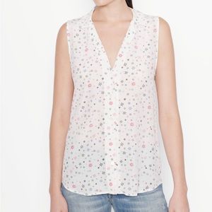 Equipment Sleeveless Adalyn Silk Shirt color is Nature White Multi Size S $218
